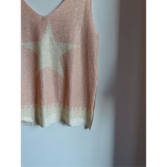 VENTI6 Shimmer Star Tank Top – Pink & Cream – Size Medium – Italy - Picture 9 of 11